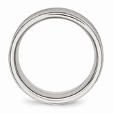 Stainless Steel Wedding Band with Brushed Center and Ridged Edge